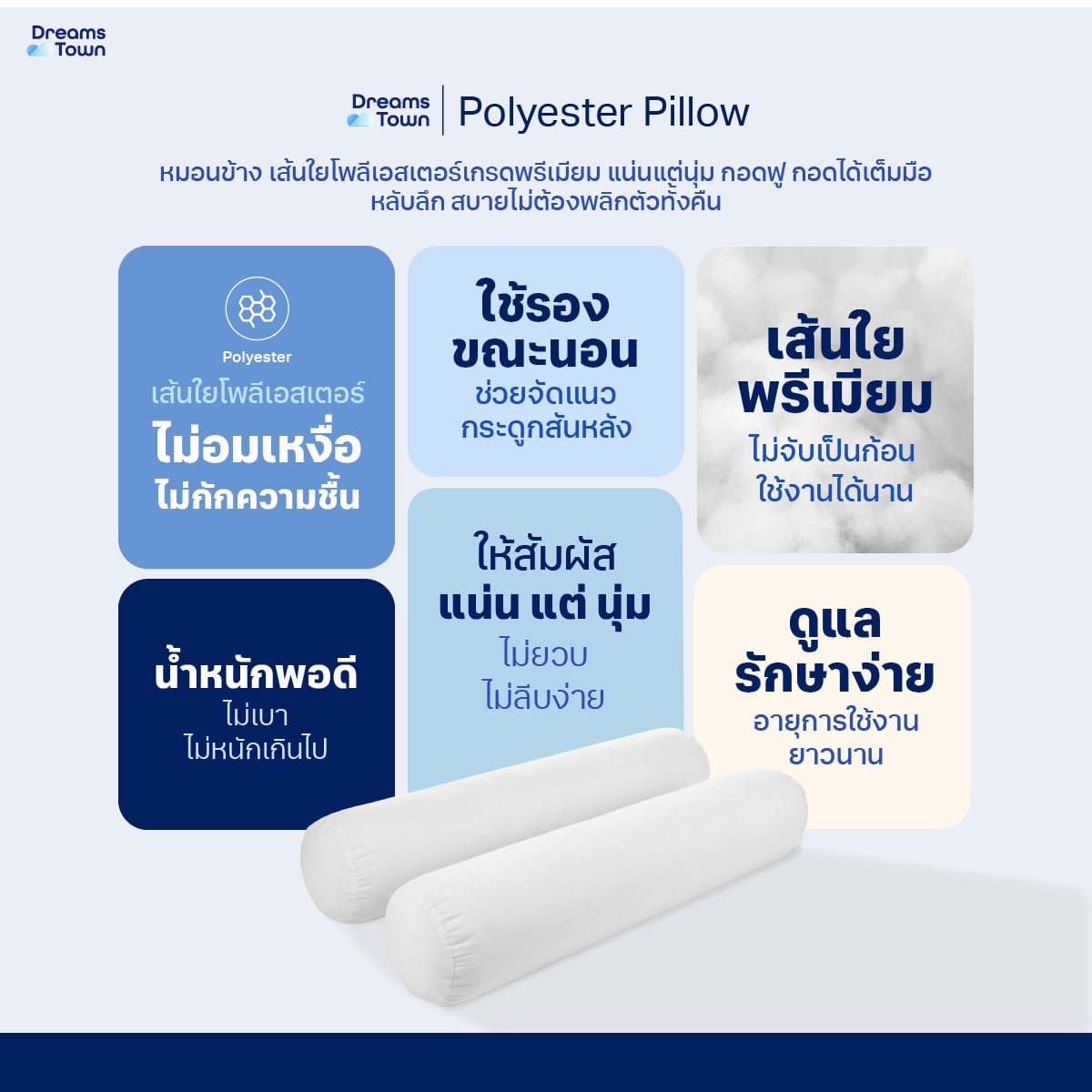 เซ็ตหมอนข้าง 2 ใบ DREAMSTOWN POLYESTER BOLSTER_7